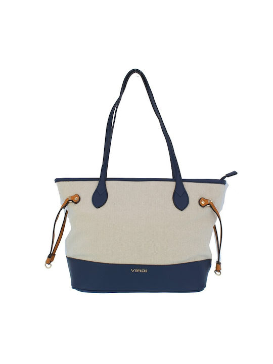 Verde Women's Bag Shopper Shoulder Beige / Blue