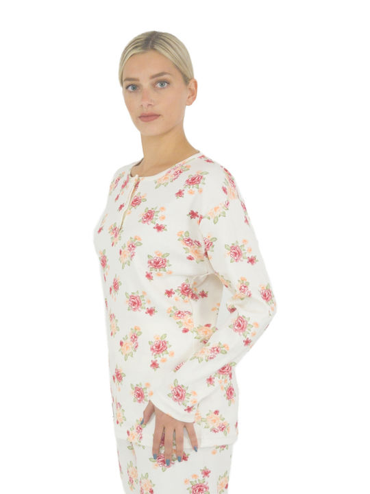 Damen Plus Size Schlafanzug Rosen ecru W23