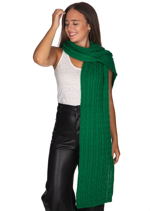 Mohair stole with braids - Green 10222