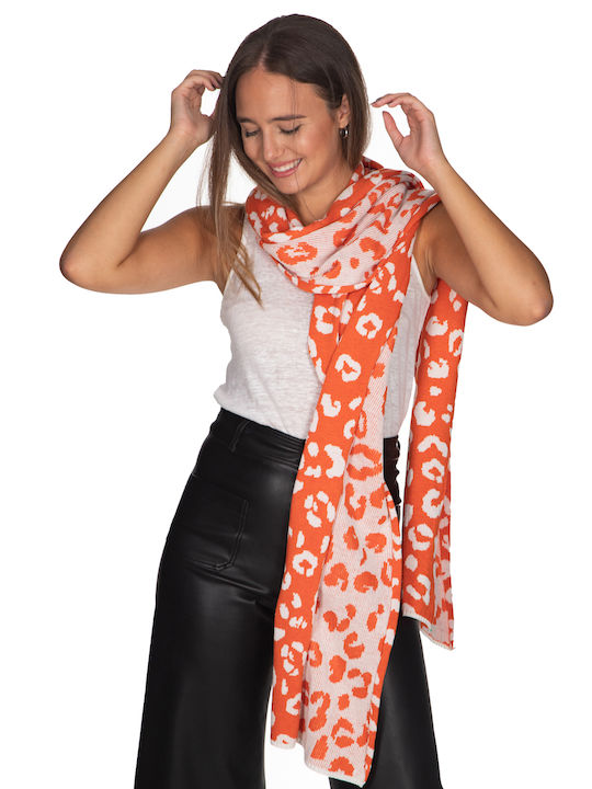 Scarf with cashmere animal - Orange 10193