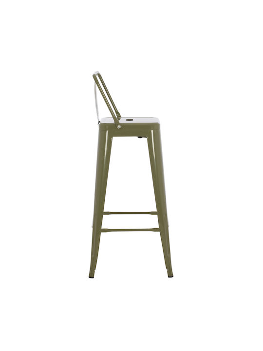 Stool Bar with Backrest Metallic Green 43x43x100cm