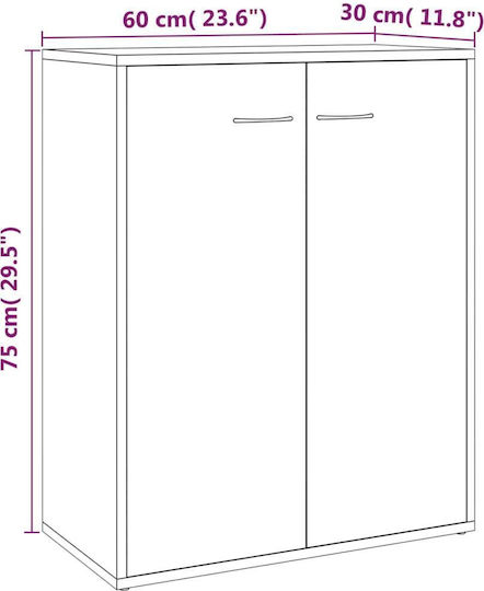 Wooden Office Cabinet Chestnut 60x30x75cm