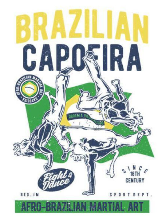 Takeposition Brazilian Capoeira T-shirt Bărbătesc cu Mânecă Scurtă Alb