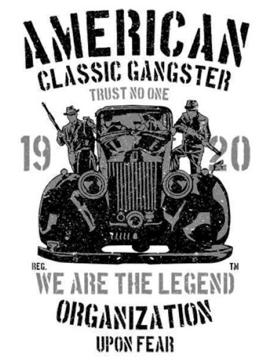 Takeposition American classic gangsters Herren T-Shirt Kurzarm Weiß