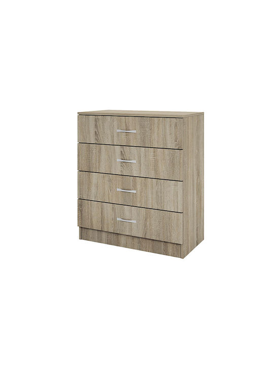 Wooden Chest of Drawers with 4 Drawers Sonoma 80x43.5x91cm