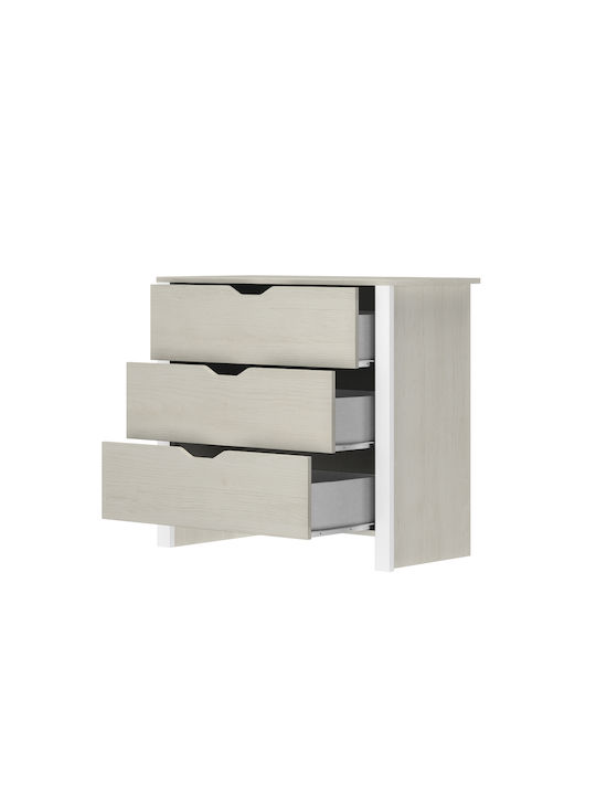 Nairobi Wooden Chest of Drawers with 3 Drawers Whitewashed Chestnut 88x43x80cm