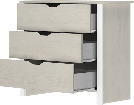 Comoda pentru Dormitor Lemnoasă Nairobi cu 3 sertare Whitewashed Chestnut 88x43x80buc