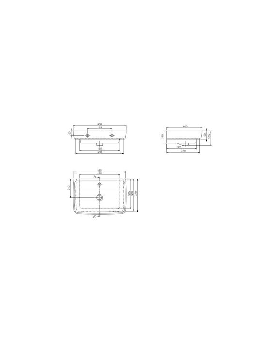 Cerastyle Duru 60 035100-u Επιτοίχιος Νιπτήρας Πορσελάνης 60x40cm Λευκός