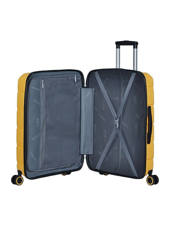 American Tourister Air Move Spinner Large Hard Yellow Suitcase With 4 Wheels Height 75cm