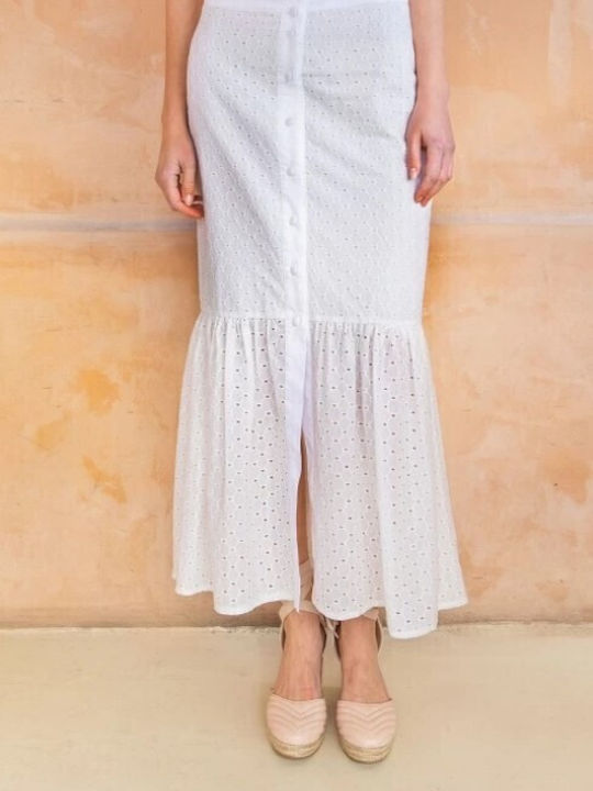 Desiree High Waist Maxi Skirt in White color
