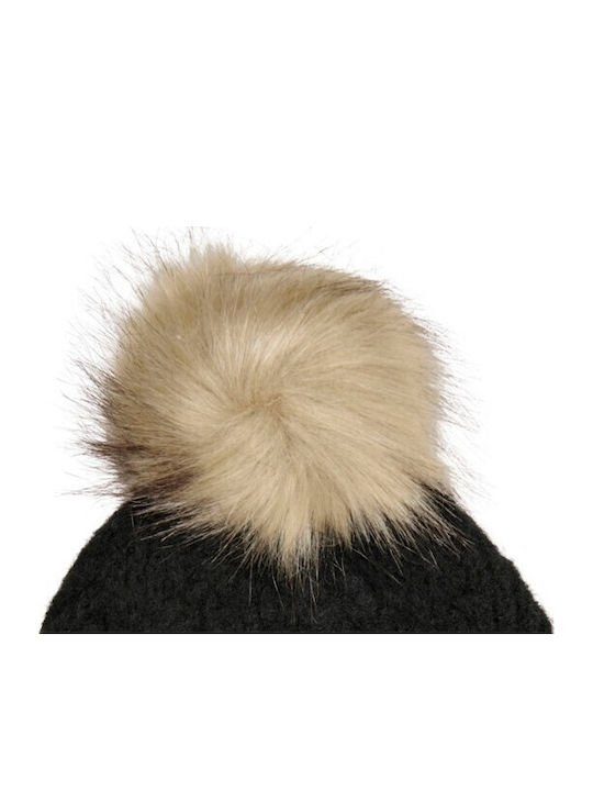 Pom Pom Beanie Γυναικείος Σκούφος σε Μαύρο χρώμα