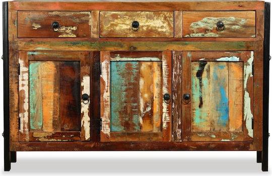 Wooden Buffet with Drawers Ανακυκλωμένο Ξύλο L120xW35xH76cm