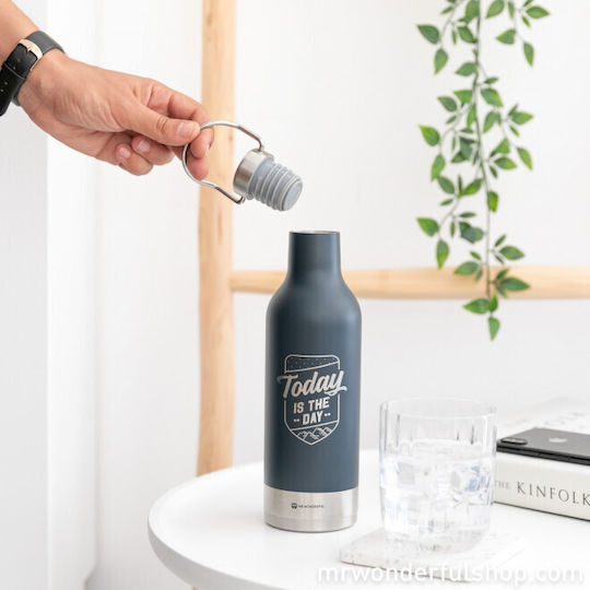 Mr. Wonderful Today Is My Day Μπουκάλι Θερμός Ανοξείδωτο 500ml Μπλε