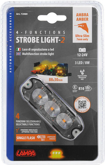 Lampa Car Signaling Bar LED 12 / 24V Waterproof 8.8cm with Orange Lighting