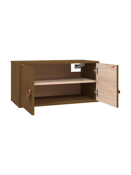 Hängendes Wohnzimmer Nischenschrank aus Massivholz Braun Meliert 60x30x30cm