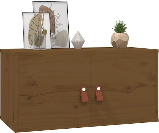 Hanging Living Room Cabinet Made of Solid Wood Brown Honey 60x30x30cm