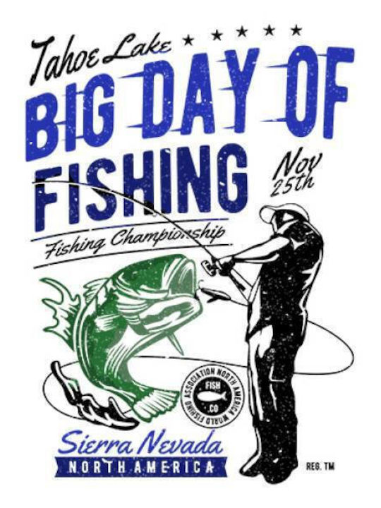 Takeposition Big Day of Fishing T-shirt Bărbătesc cu Mânecă Scurtă Alb