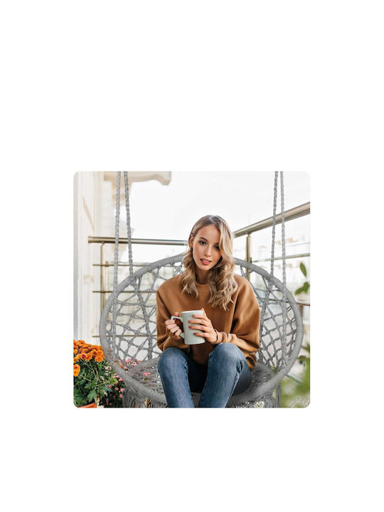 Boho Hängende Garten & Veranda Schaukel Sessel Rattan Grey Belastbarkeit bis 150kg L80xB63xH100cm