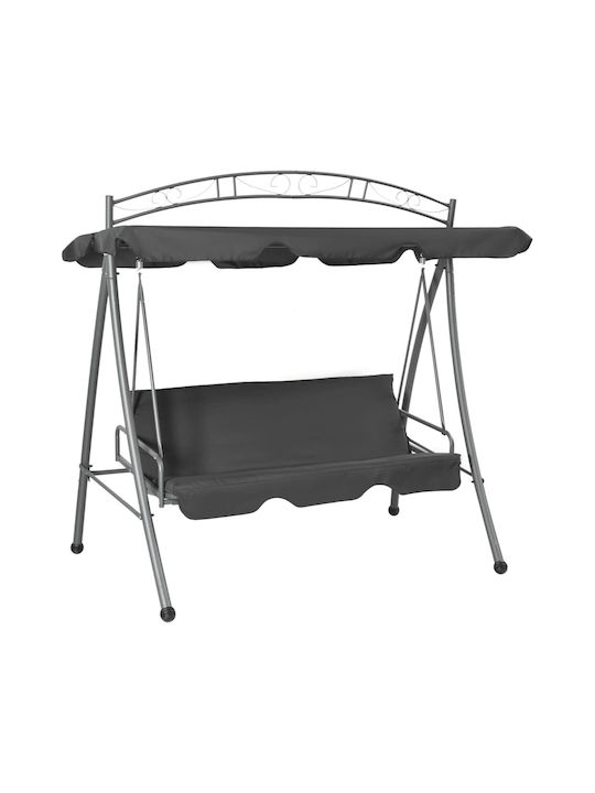 Garten & Veranda Schaukel mit Basis und Kissen 3 Sitze Metallisch Charcoal L198xB120xH205cm