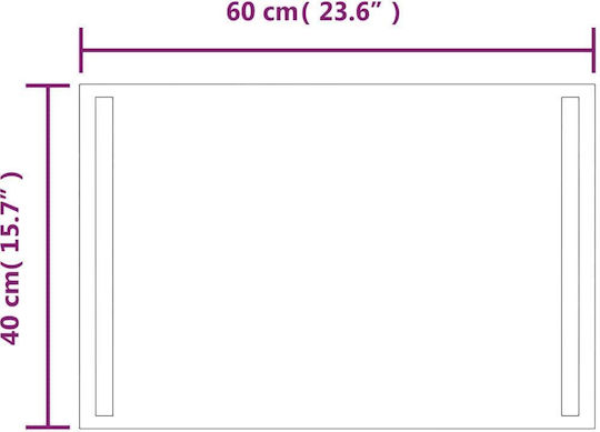 vidaXL Правоъгълена Банско Огледало LED Touch 40x60см