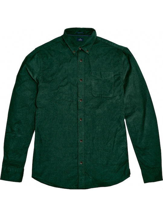 Double Men's Shirt Long Sleeve Corduroy Green