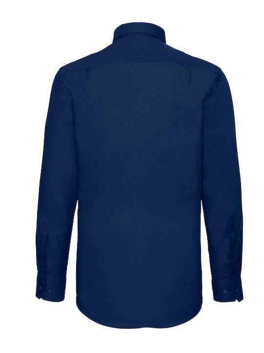 Fruit of the Loom Men's Shirt Long Sleeve Cotton Navy Blue