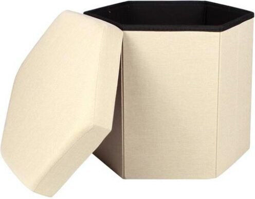 Hocker Für das Wohnzimmer Mit Stauraum Beige 38x43x38cm Hocker Für das Wohnzimmer Mit Stauraum Beige 38x43x38cm