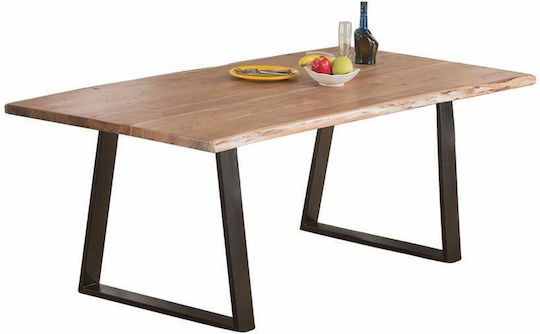 Lizard-W Dining Room Table Made of Solid Wood & Metal Brown 200x100x78cm EA7100 W
