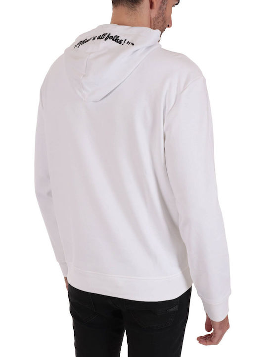 Hugo Boss Men's Sweatshirt with Hood and Pockets White