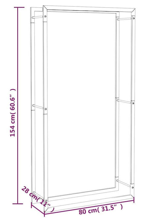vidaXL Metalic Raft Depozitare lemne 80x28x154cm Negru