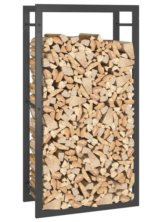 vidaXL Metallic Firewood Shelf 50x28x94cm Black