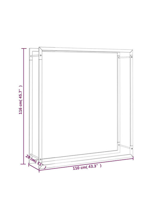 vidaXL Μεταλλικό Ράφι Αποθήκευσης Ξύλων 110x28x116cm Μαύρο