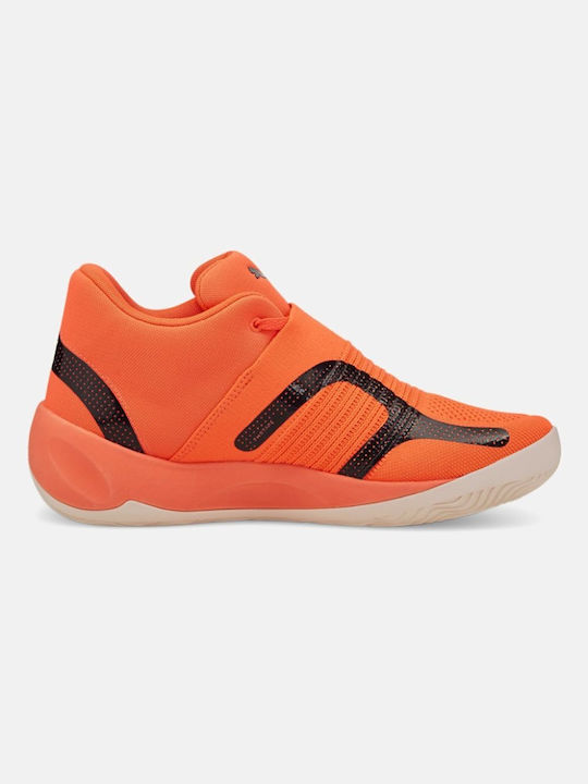 Puma Rise Nitro Scăzut Pantofi de baschet Coral Aprins / Squeeze De Lămâie