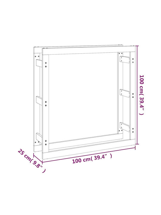 vidaXL Lemn Raft Depozitare lemne 100x25x100cm Maro