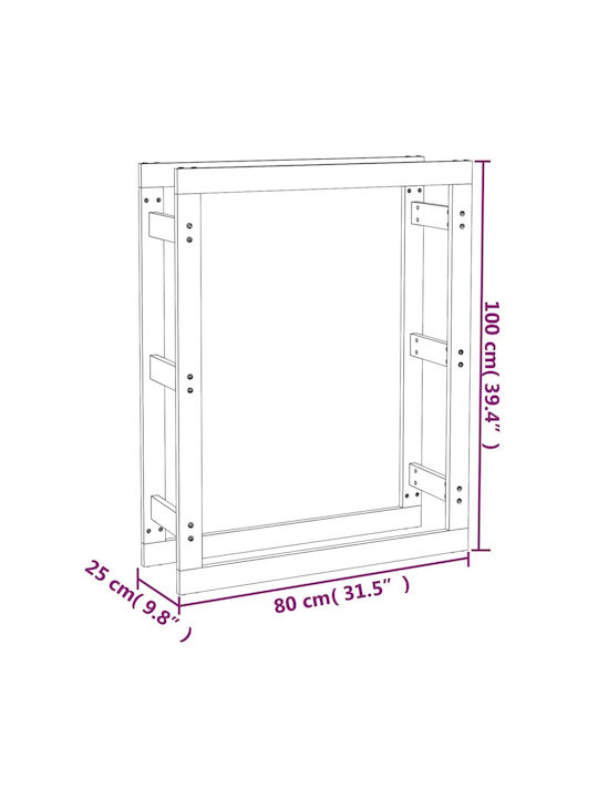 vidaXL Lemn Raft Depozitare lemne 80x25x100cm Maro