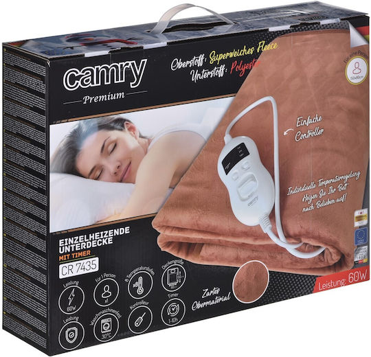 Camry CR 7435 Pătură electrică și protecție saltea cu temporizator Maro 60W 80cmx150cm