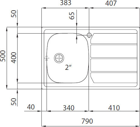 Foster 1000 1179561 Αριστερός Ένθετος Inox Σατινέ Μ79xΠ50cm