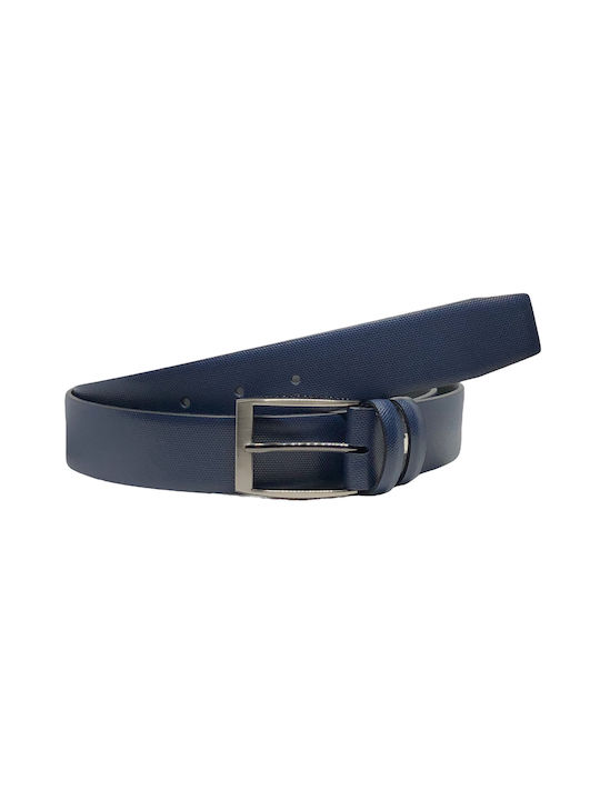 Men's Leather Belt Navy Blue