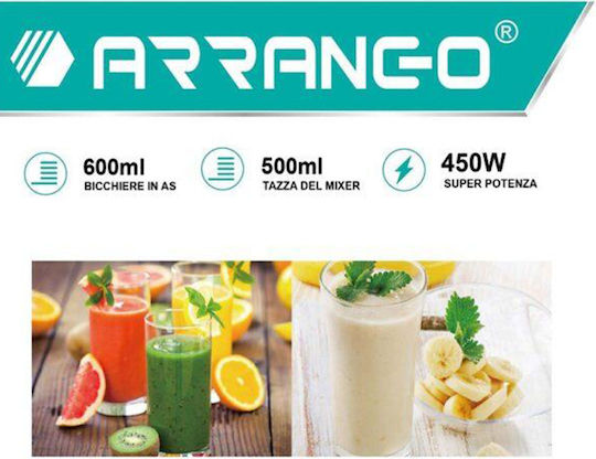 Arrango Ραβδομπλέντερ με Ανοξείδωτη Ράβδο 450W Λευκό