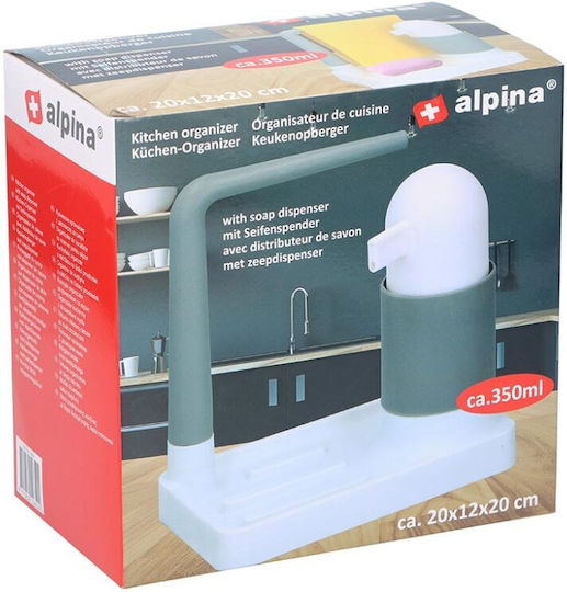 Alpina Appliances Dispenser Κουζίνας Πλαστικό με Θήκη για Σφουγγάρι Λευκό 350ml