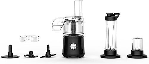 Gotie GBW-1000C Multifunktions-Food-Prozessor 400W mit Behälter 500ml und Blender-Kanne Schwarz