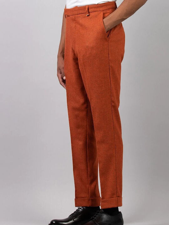Men's Trousers I'am Brian Pocket Trousers America and Turning Bottom Pants in Wool Blend - Orange