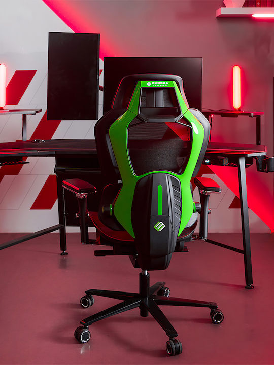 Eureka Ergonomic Typhon Artificial Leather Gaming Chair with Adjustable Arms Green