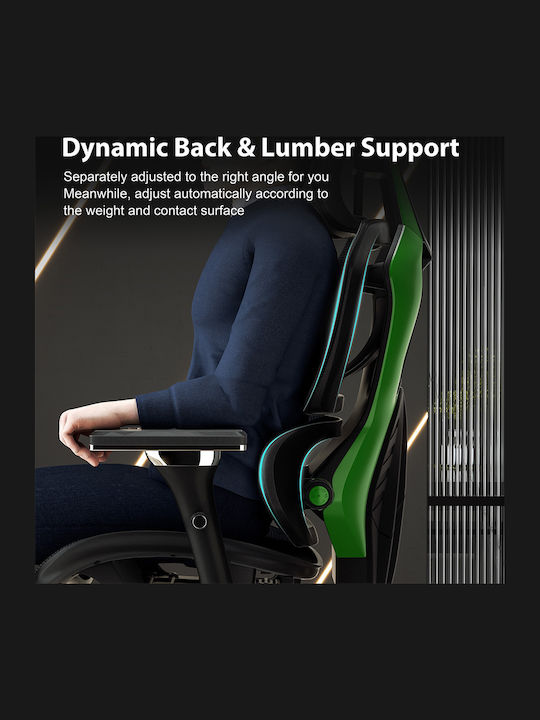 Eureka Ergonomic Typhon Artificial Leather Gaming Chair with Adjustable Arms Green