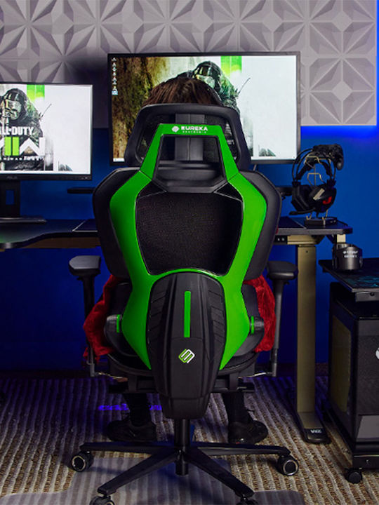 Eureka Ergonomic Typhon Artificial Leather Gaming Chair with Adjustable Arms Green