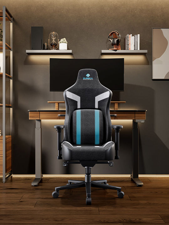 Eureka Ergonomic Python II GC-08 Υφασμάτινη Καρέκλα Gaming με Ρυθμιζόμενα Μπράτσα Μπλε