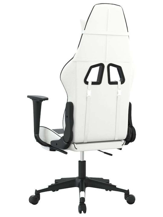 vidaXL 3143709 Геймърски стол Бяло/черно