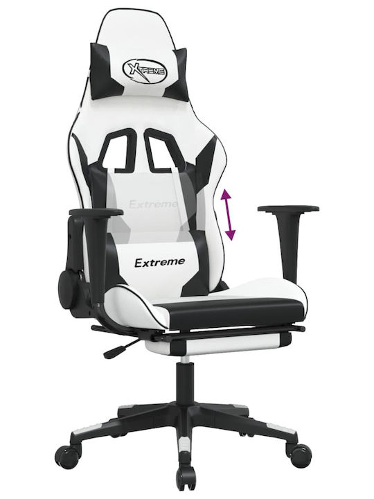 vidaXL 3143709 Геймърски стол Бяло/черно