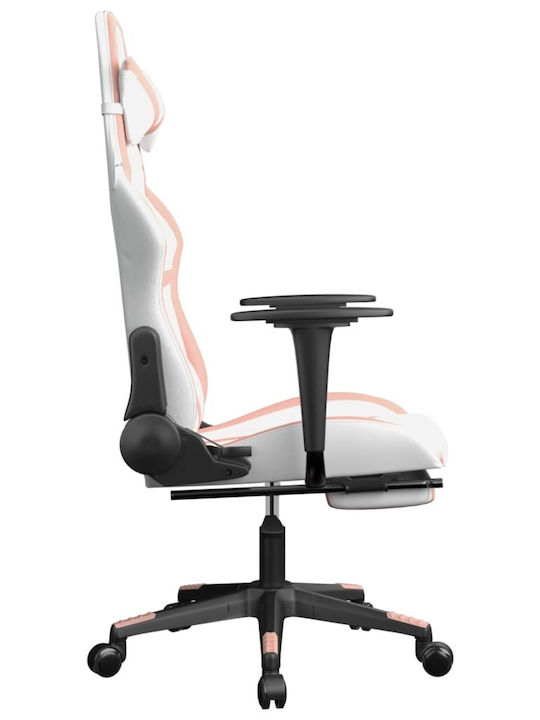 vidaXL 3143684 Gaming Chair with Footrest White / Pink