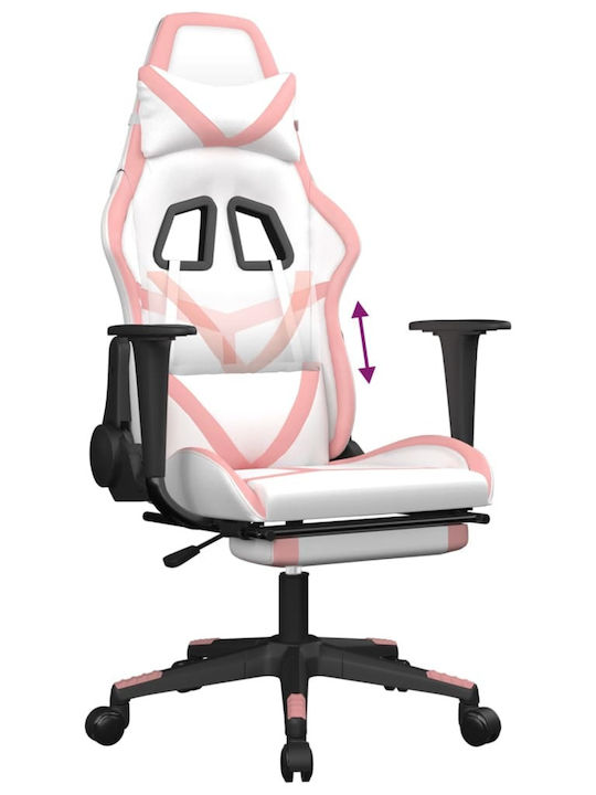 vidaXL 3143684 Gaming Chair with Footrest White / Pink